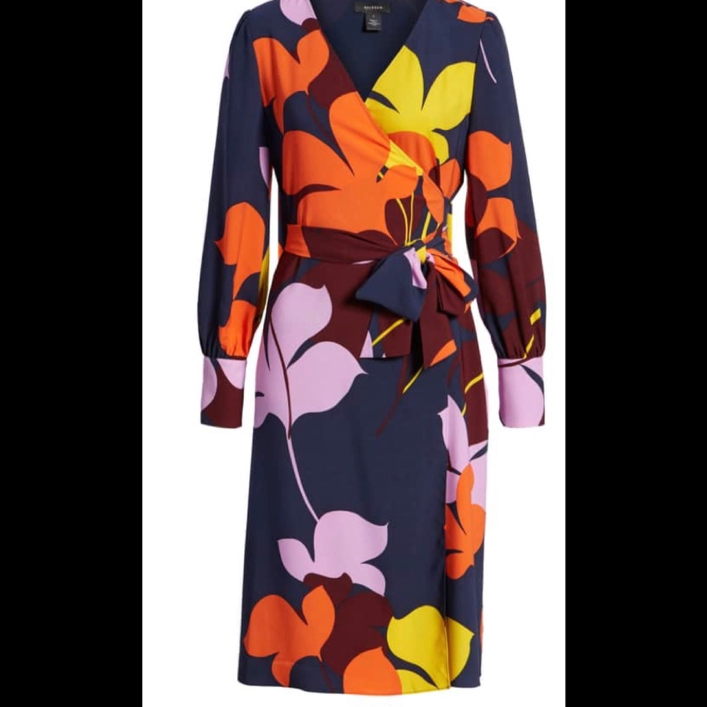 Halogen floral wrap dress NWT